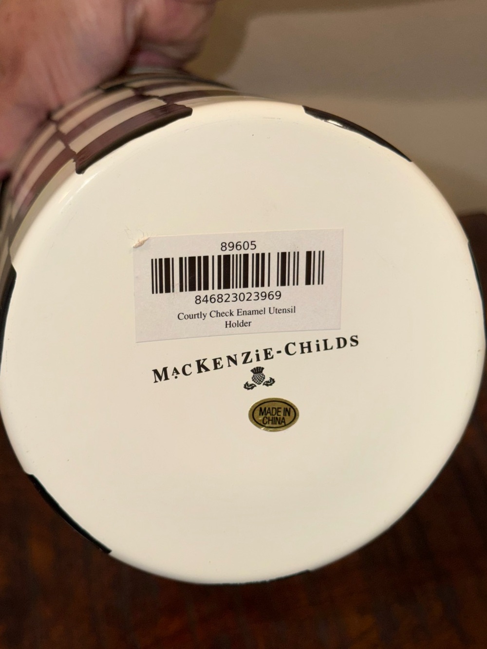 MacKenzie-Childs Courtly Check Enamel Utensil Holder - Picture 5 of 5